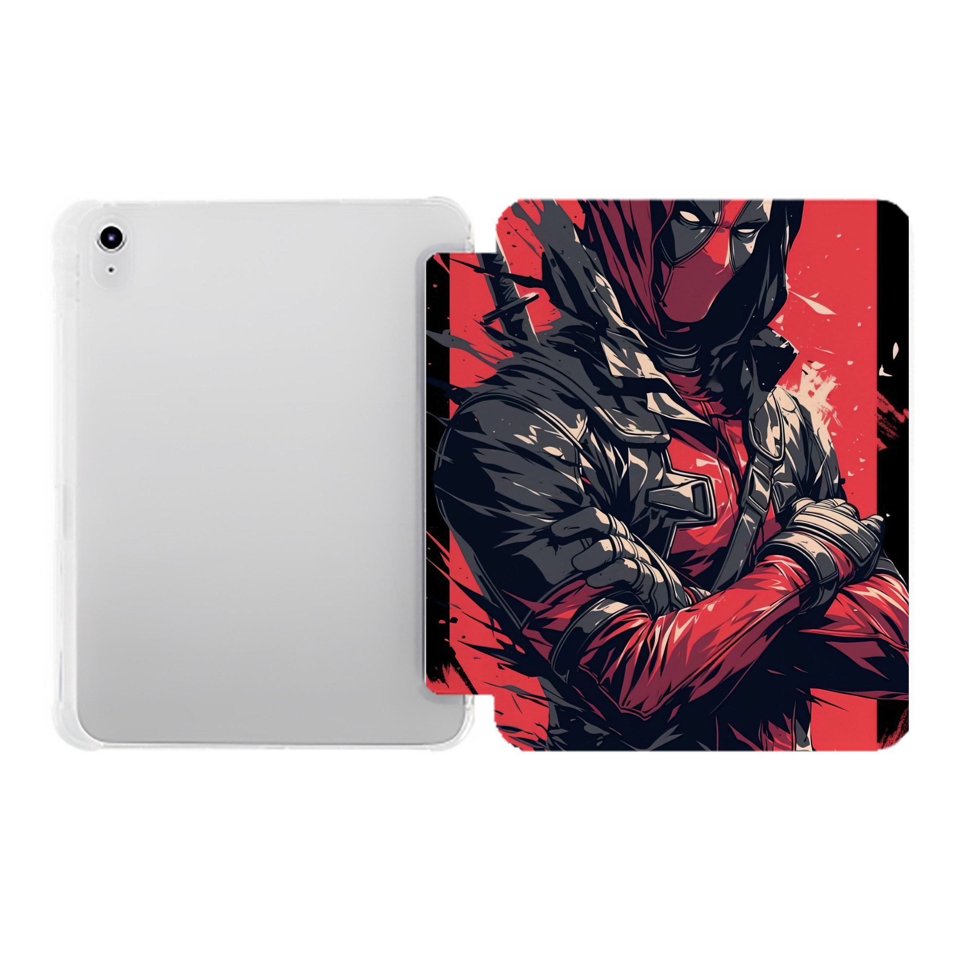 （画像用） Deadpool デッドプール IPad ケース ペン収納付き 三つ折りスタンド PUレザー×シリコン 対応機種9.5/10.5/10.9インチ